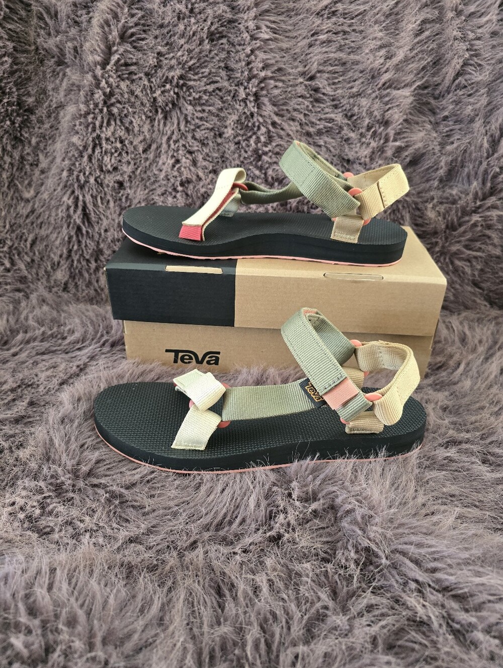 Teva Women's Multicolor Adjustable Strap Sandals - Green/Beige/Pink